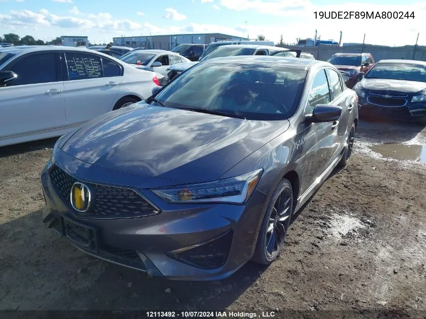 2021 Acura Ilx VIN: 19UDE2F89MA800244 Lot: 12113492