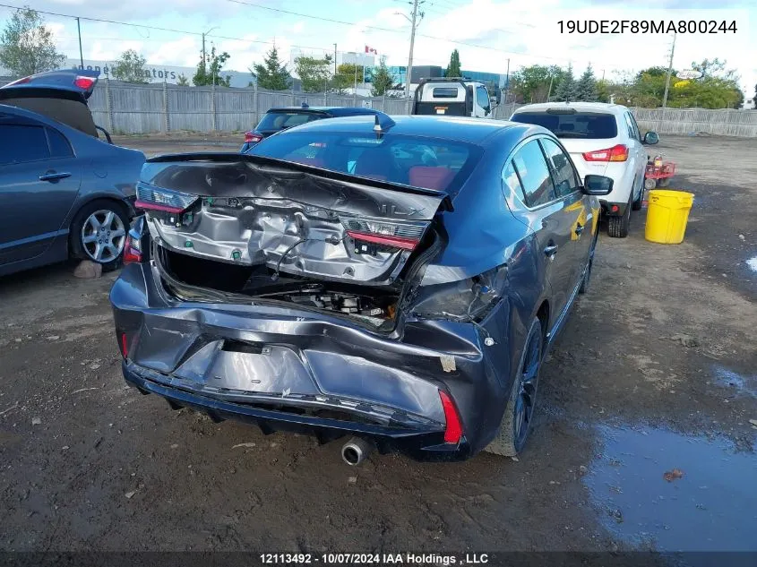 2021 Acura Ilx VIN: 19UDE2F89MA800244 Lot: 12113492