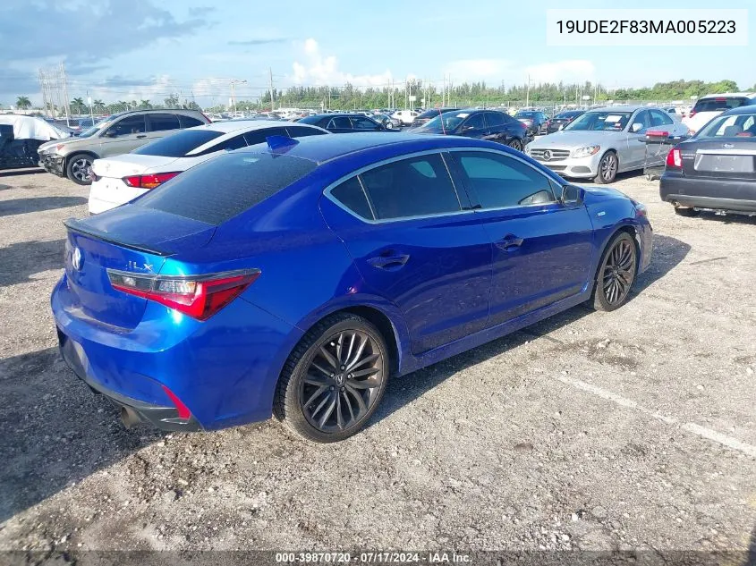 2021 Acura Ilx Premium A-Spec Packages/Technology A-Spec Packages VIN: 19UDE2F83MA005223 Lot: 39870720