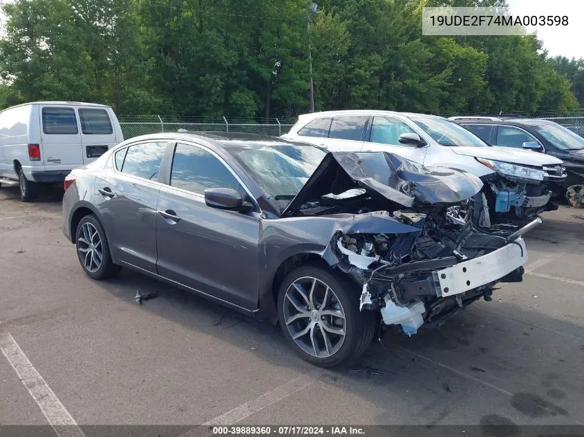 19UDE2F74MA003598 2021 Acura Ilx Premium/Technology