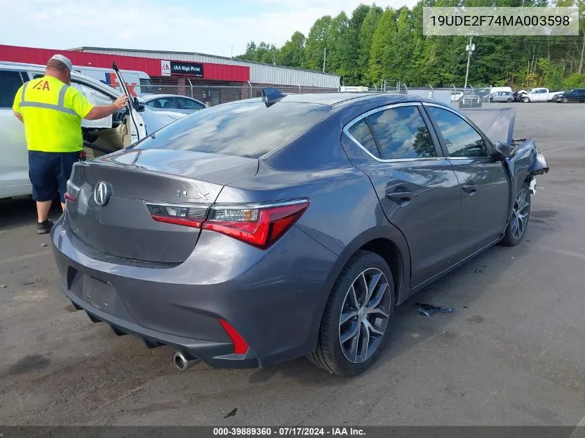 2021 Acura Ilx Premium/Technology VIN: 19UDE2F74MA003598 Lot: 39889360