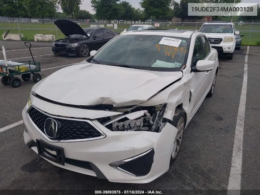 2021 Acura Ilx Standard VIN: 19UDE2F34MA003128 Lot: 39893975