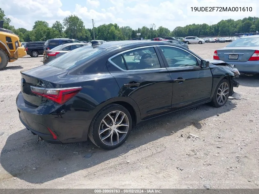 2021 Acura Ilx Premium Package/Technology Package VIN: 19UDE2F72MA001610 Lot: 39959763