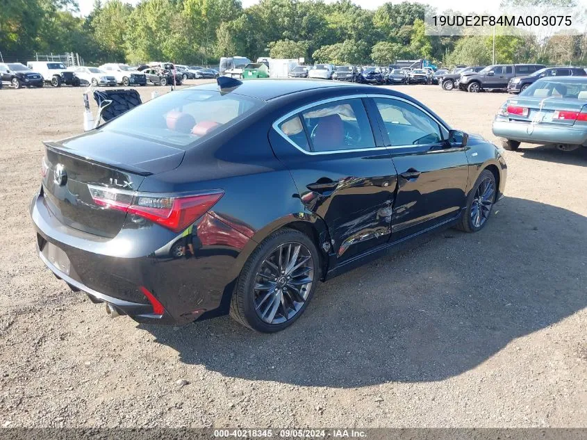 2021 Acura Ilx Premium A-Spec Packages/Technology A-Spec Packages VIN: 19UDE2F84MA003075 Lot: 40218345