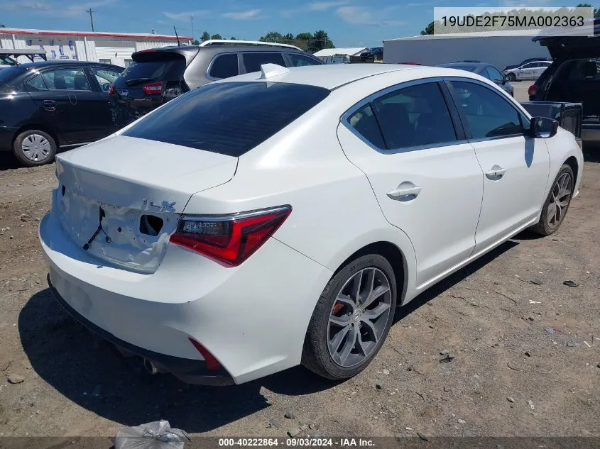 2021 Acura Ilx Premium Package/Technology Package VIN: 19UDE2F75MA002363 Lot: 40222864