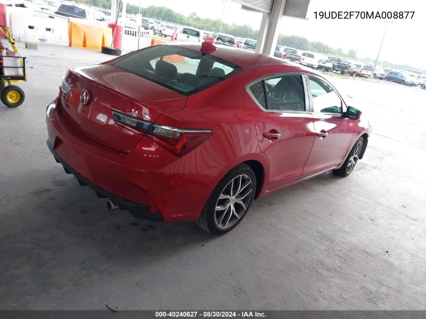 2021 Acura Ilx Premium Package/Technology Package VIN: 19UDE2F70MA008877 Lot: 40240627