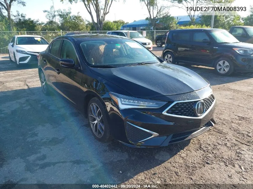 2021 Acura Ilx Premium Package/Technology Package VIN: 19UDE2F70MA008393 Lot: 40402442