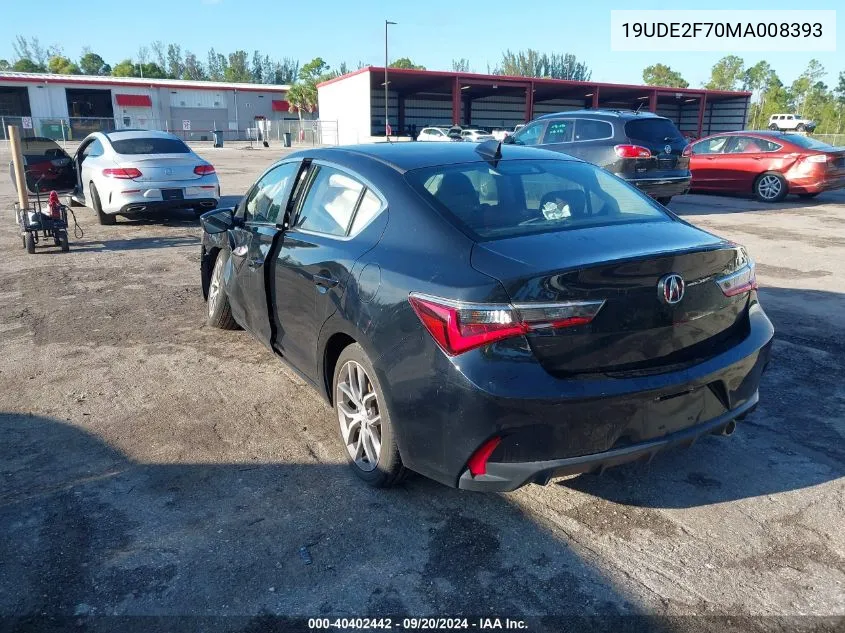 2021 Acura Ilx Premium Package/Technology Package VIN: 19UDE2F70MA008393 Lot: 40402442