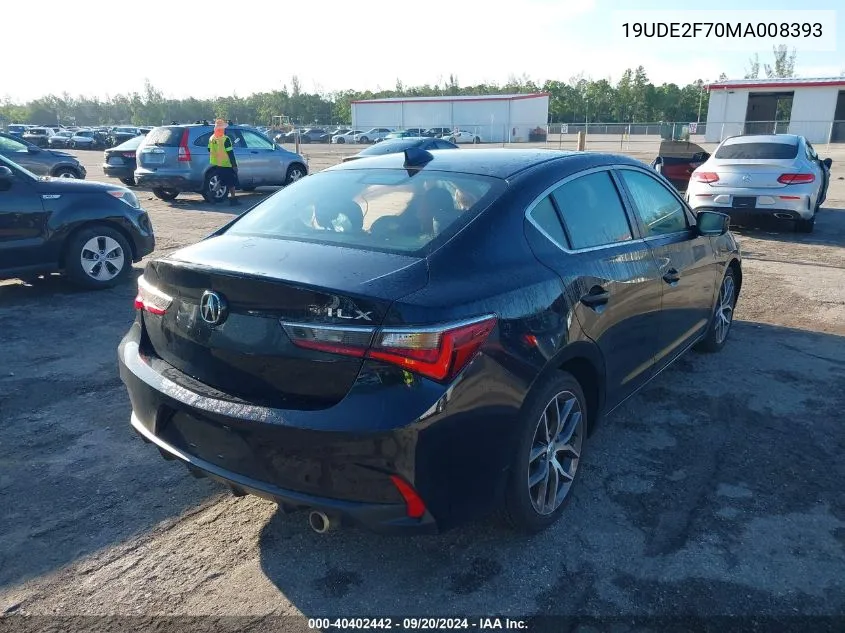 2021 Acura Ilx Premium Package/Technology Package VIN: 19UDE2F70MA008393 Lot: 40402442