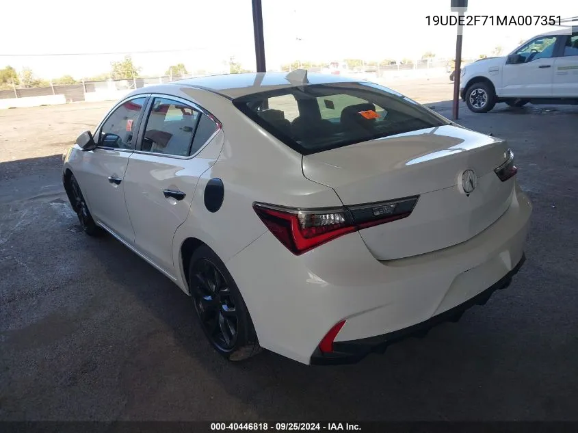 2021 Acura Ilx Premium Package/Technology Package VIN: 19UDE2F71MA007351 Lot: 40446818