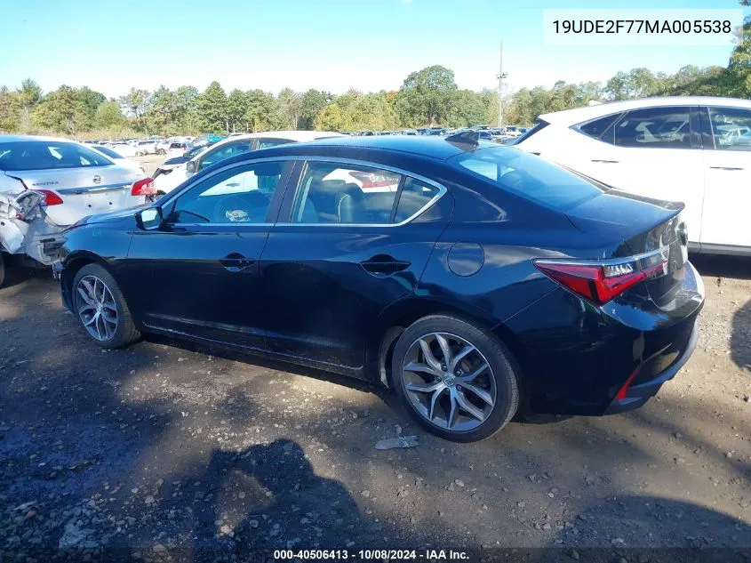 2021 Acura Ilx Premium Package/Technology Package VIN: 19UDE2F77MA005538 Lot: 40506413