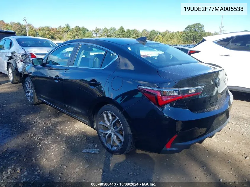 2021 Acura Ilx Premium Package/Technology Package VIN: 19UDE2F77MA005538 Lot: 40506413