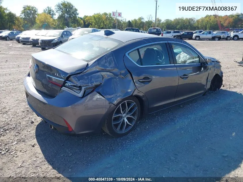 2021 Acura Ilx Premium/Technology VIN: 19UDE2F7XMA008367 Lot: 40547339