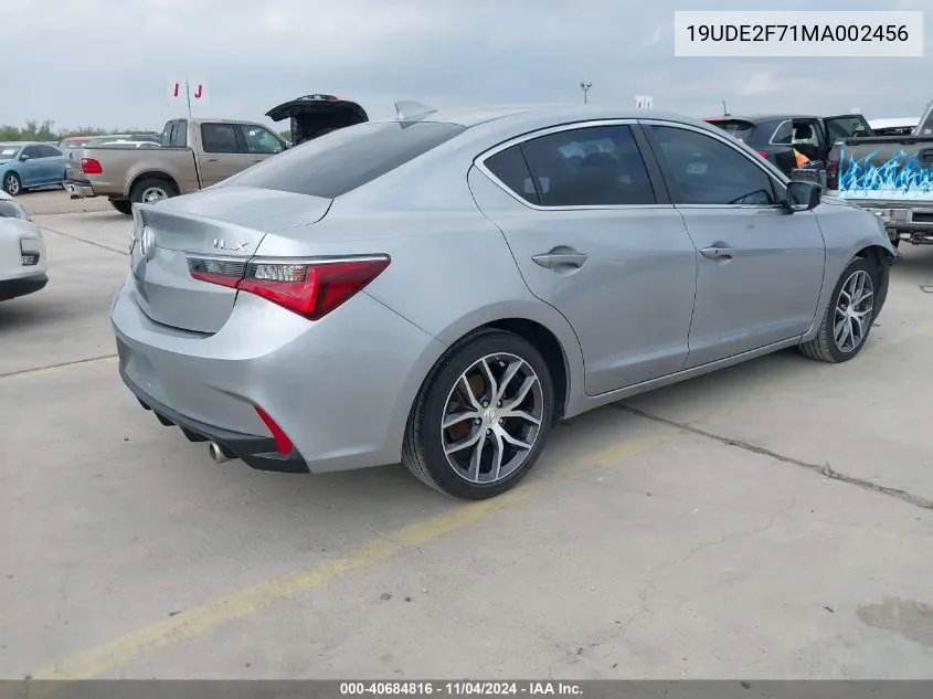 2021 Acura Ilx Premium Package/Technology Package VIN: 19UDE2F71MA002456 Lot: 40684816