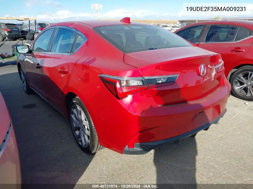 2021 Acura Ilx Standard VIN: 19UDE2F35MA009231 Lot: 40731974