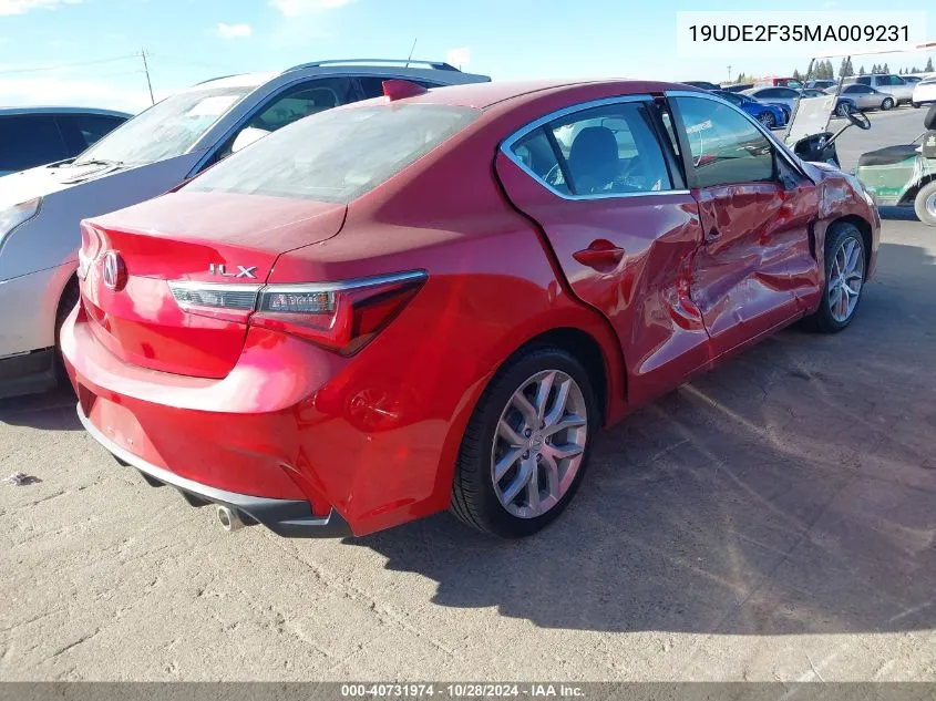 2021 Acura Ilx Standard VIN: 19UDE2F35MA009231 Lot: 40731974