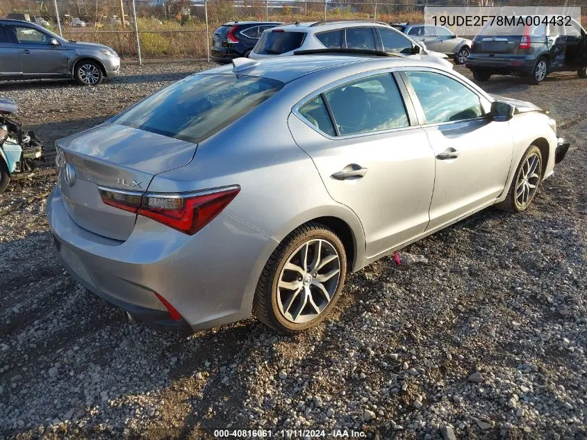 2021 Acura Ilx VIN: 19UDE2F78MA004432 Lot: 40816061