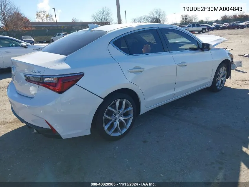 2021 Acura Ilx Standard VIN: 19UDE2F30MA004843 Lot: 40820985