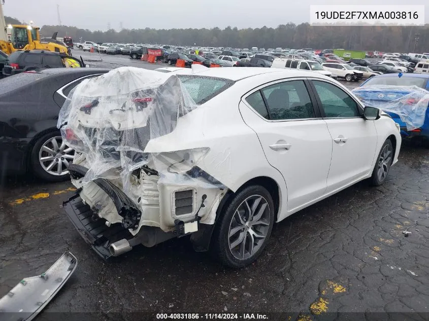 2021 Acura Ilx Premium Package/Technology Package VIN: 19UDE2F7XMA003816 Lot: 40831856