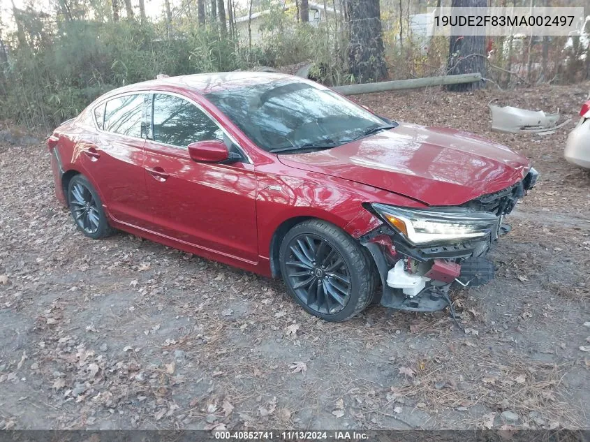 2021 Acura Ilx Premium A-Spec Packages/Technology A-Spec Packages VIN: 19UDE2F83MA002497 Lot: 40852741