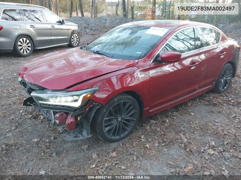 2021 Acura Ilx Premium A-Spec Packages/Technology A-Spec Packages VIN: 19UDE2F83MA002497 Lot: 40852741