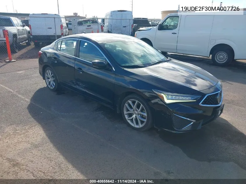 2021 Acura Ilx Standard VIN: 19UDE2F30MA007726 Lot: 40855642