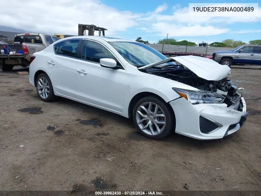 2022 Acura Ilx Standard VIN: 19UDE2F38NA000489 Lot: 39962430