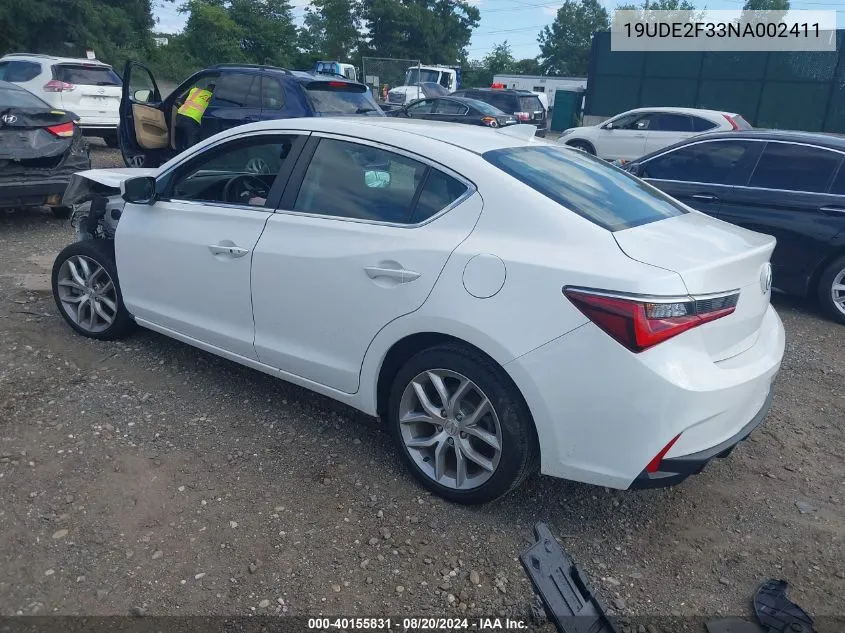 2022 Acura Ilx Standard VIN: 19UDE2F33NA002411 Lot: 40155831