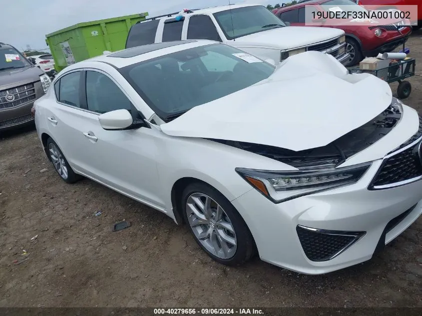 2022 Acura Ilx Standard VIN: 19UDE2F33NA001002 Lot: 40279656