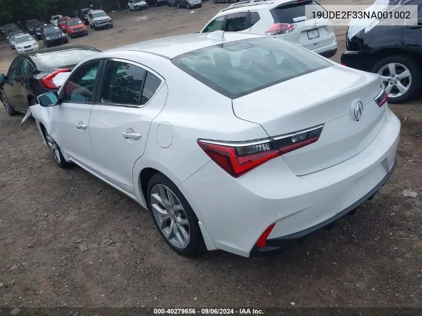 2022 Acura Ilx Standard VIN: 19UDE2F33NA001002 Lot: 40279656