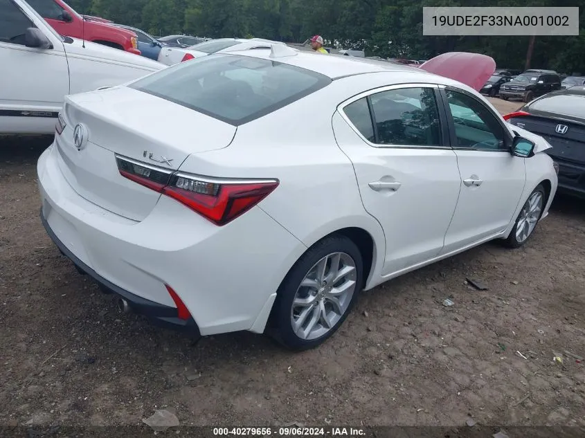 2022 Acura Ilx Standard VIN: 19UDE2F33NA001002 Lot: 40279656