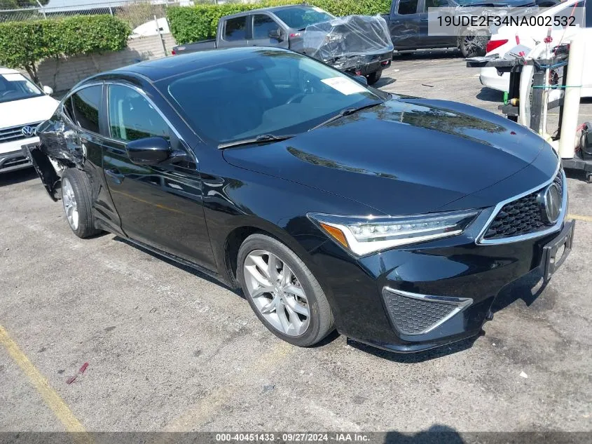 2022 Acura Ilx Standard VIN: 19UDE2F34NA002532 Lot: 40451433