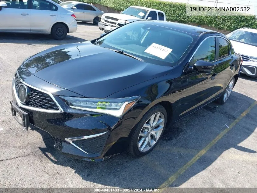 2022 Acura Ilx Standard VIN: 19UDE2F34NA002532 Lot: 40451433