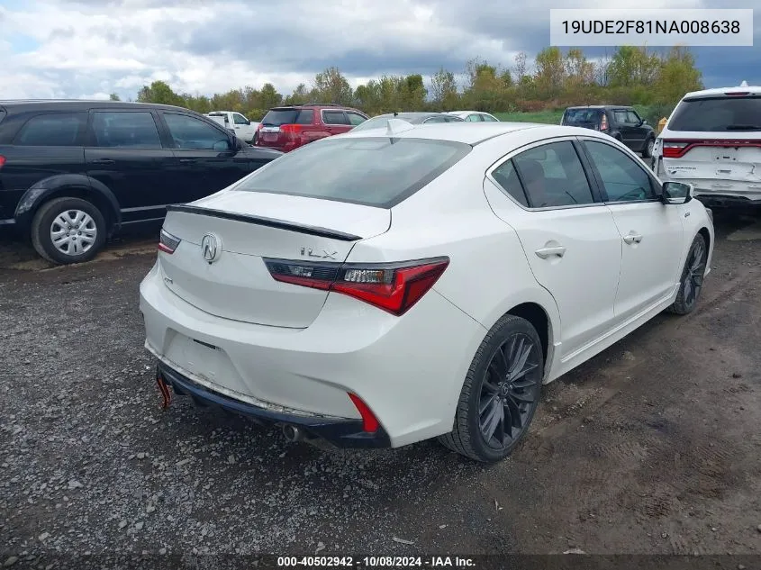 2022 Acura Ilx Premium A-Spec Packages/Technology A-Spec Packages VIN: 19UDE2F81NA008638 Lot: 40502942