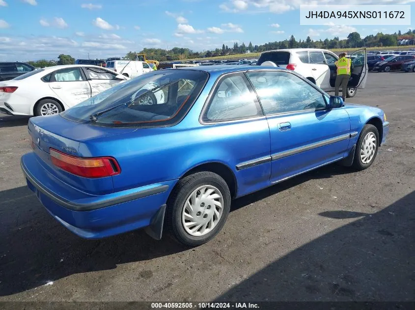 1992 Acura Integra Ls VIN: JH4DA945XNS011672 Lot: 40592505