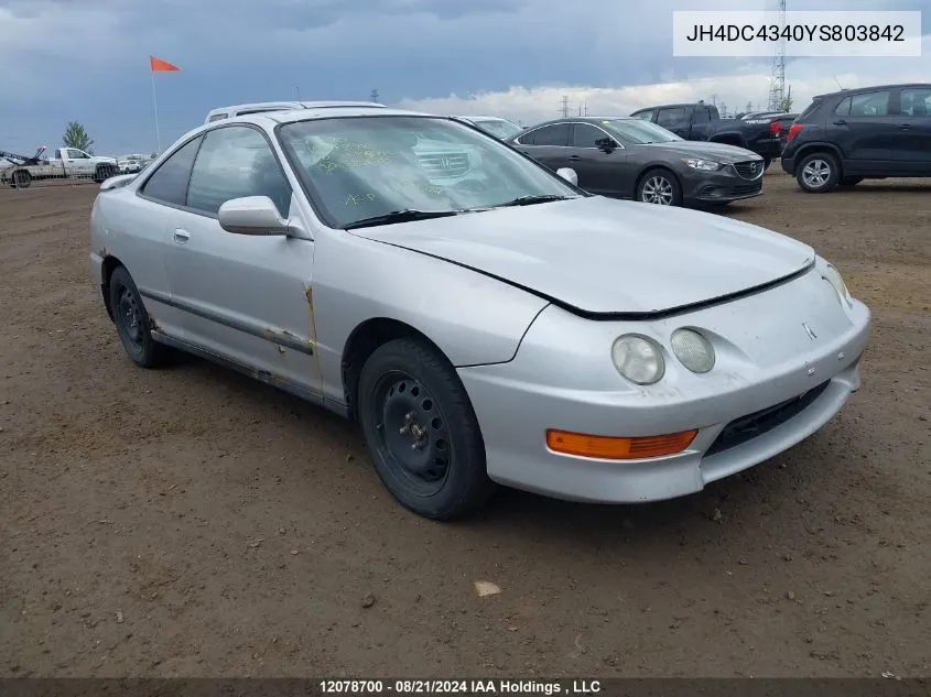 2000 Acura Integra VIN: JH4DC4340YS803842 Lot: 12078700