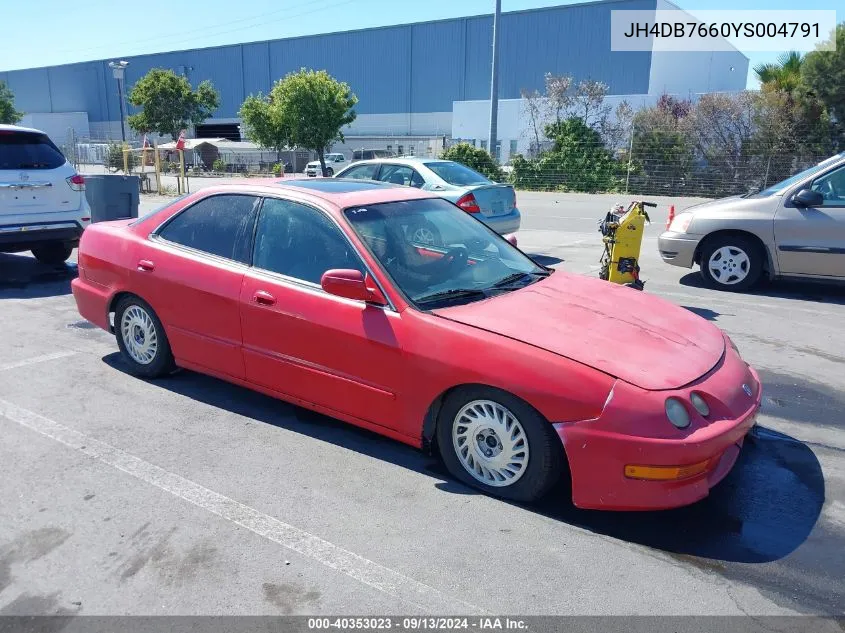 2000 Acura Integra Gs VIN: JH4DB7660YS004791 Lot: 40353023