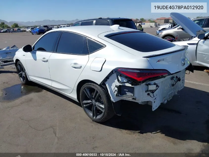 2023 Acura Integra A-Spec W/ Technology VIN: 19UDE4G78PA012920 Lot: 40610033