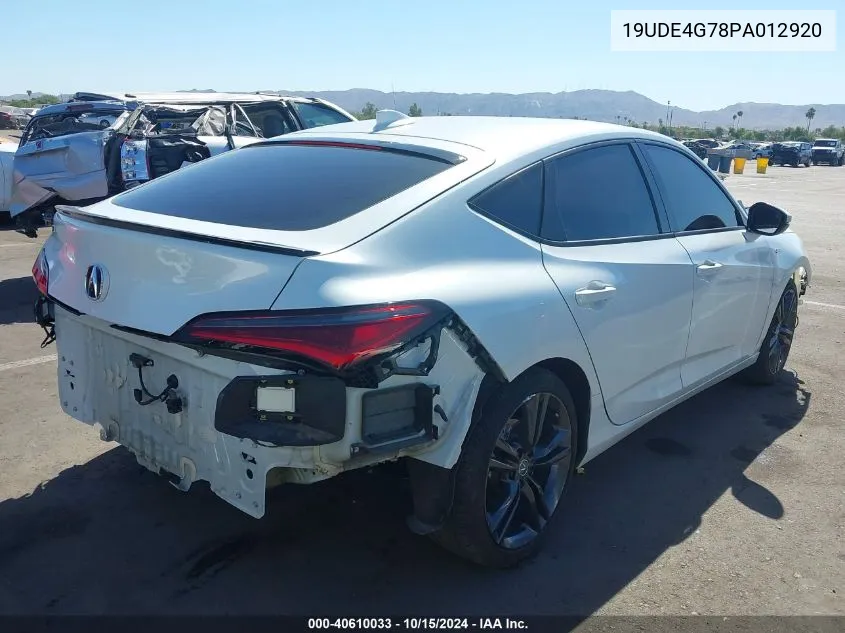 2023 Acura Integra A-Spec W/ Technology VIN: 19UDE4G78PA012920 Lot: 40610033