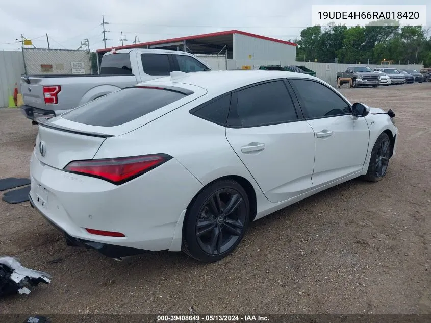 2024 Acura Integra A-Spec Technology Package VIN: 19UDE4H66RA018420 Lot: 39408649