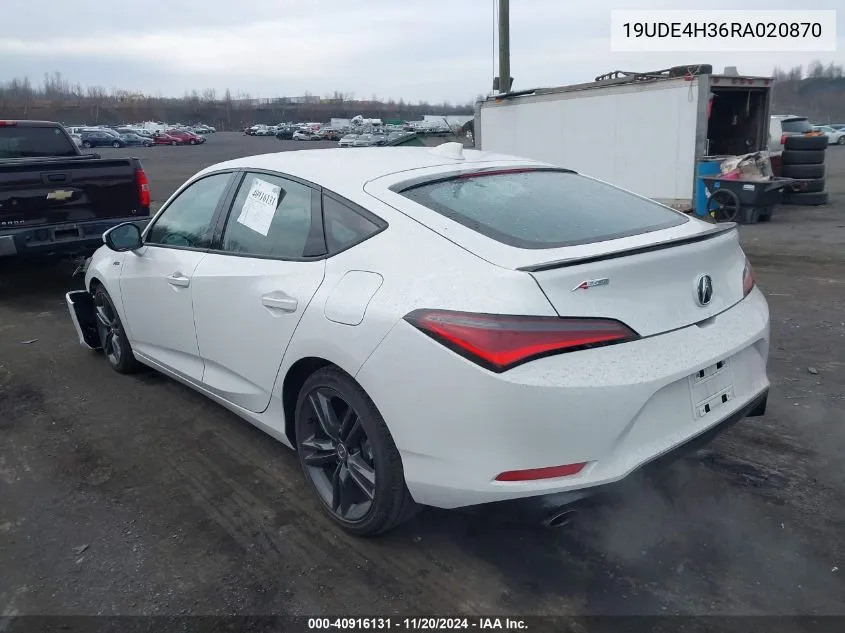 2024 Acura Integra A-Spec VIN: 19UDE4H36RA020870 Lot: 40916131