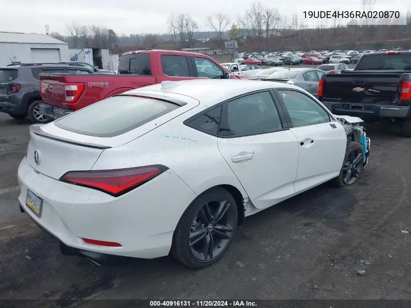 2024 Acura Integra A-Spec VIN: 19UDE4H36RA020870 Lot: 40916131