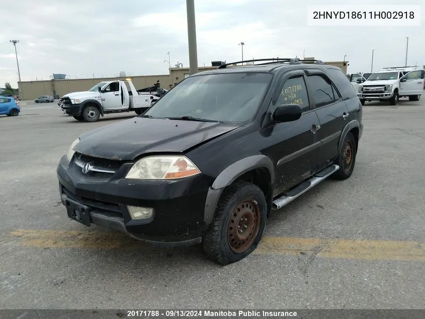 2001 Acura Mdx VIN: 2HNYD18611H002918 Lot: 20171788