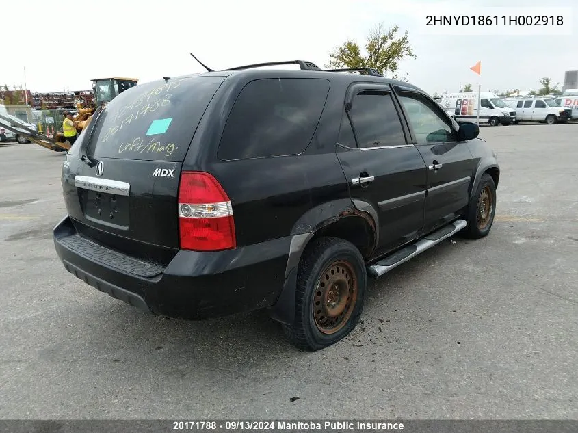 2001 Acura Mdx VIN: 2HNYD18611H002918 Lot: 20171788