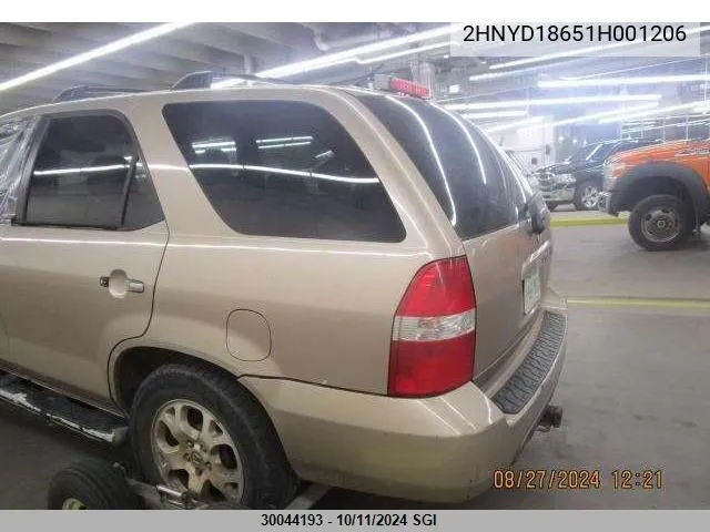 2001 Acura Mdx Touring VIN: 2HNYD18651H001206 Lot: 30044193