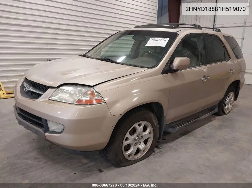 2001 Acura Mdx VIN: 2HNYD18881H519070 Lot: 39667270