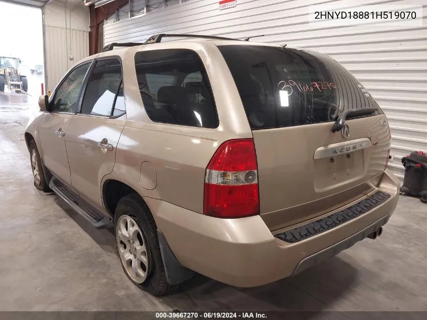 2001 Acura Mdx VIN: 2HNYD18881H519070 Lot: 39667270