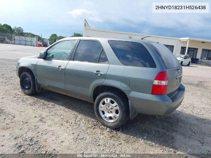 2001 Acura Mdx VIN: 2HNYD18231H526438 Lot: 40226761