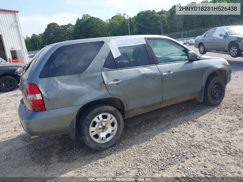 2001 Acura Mdx VIN: 2HNYD18231H526438 Lot: 40226761