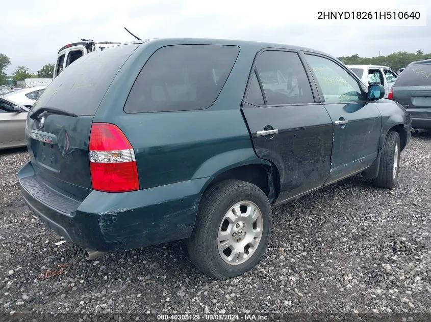 2001 Acura Mdx VIN: 2HNYD18261H510640 Lot: 40305129